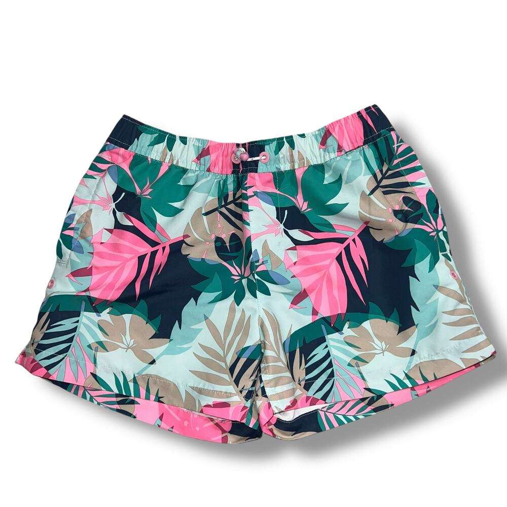 Old Navy Girls Swim Shorts Tropical Floral Print Pink Green Medium 8